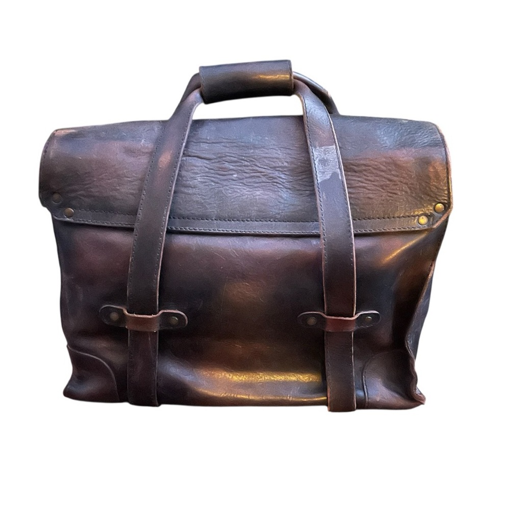 Will Leather Goods Vintage Distressed Leather Briefcase Messenger Bag Satchel - Picture 3 of 7